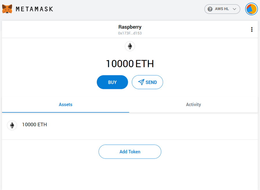 MetaMask window with imported accounts